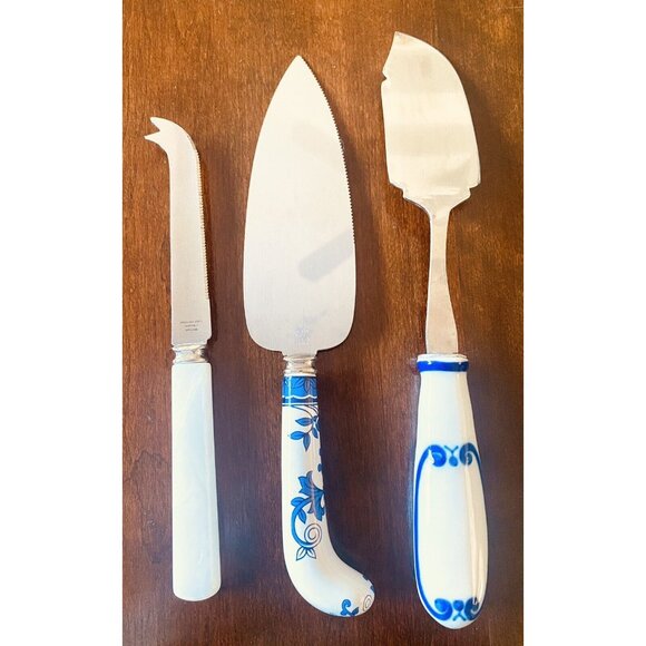Sheffield Set Of 3 Cake And Cheese Cutters Servers 2 Marked Sheffield 1 Unmarked - Picture 4 of 9